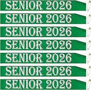 SKJIAYEE 7 Pack Senior 2026 Sashes, Retro Sage Green Satin Finally Graduated Sash with White Printed Letters Cheerleader Senior Class of 2026 Sashes for Graduation Party Decorations Supplies
