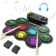 Electronic Drum Set, 9-Pads MIDI Practice Roll-Up Drum Pad with Headphone Jack