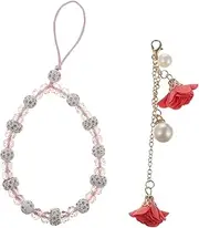 LIFKICH Mobile Phone Pendant with Rhinestone Flower Design Crystal Phone Lanyard Strap Stylish Durable for Smartphones Accessories Prevents Drops Losses