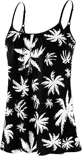 [Knuffnee] Womens Camisole Built in Bra Pleated Loose Vest Top Adjustable Spaghetti Strap Tank Top S-XXXXL