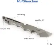 Titanium Pry Bar Crowbar EDC Multi Tool with tool Pocket Clip Outdoor