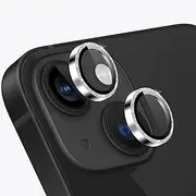 TENOC Camera Lens Protector for iPhone 13 & iPhone 13 Mini, 9H Tempered Glass Camera Screen Cover, Silver Glitter Metal Individual Ring