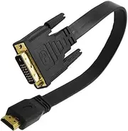 tunghey HDMI to DVI Cable, Bi-Directional DVI D Male to HDMI Male Connector Adapter for Computer Monitor, Flat Gold Plated DVI HDMI Cord Support HD 1080P for PS4, Xbox and More 0.3M (Male)