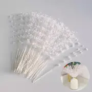 100 Pieces String Pearls Sticks, 3Mm Beads String Creative Pearl Flower Stem Be