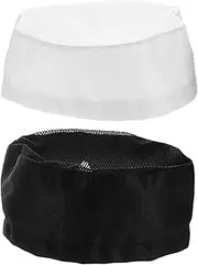 [SAFIGLE] 2-pc Chef Hat Set for Women Men Professional Kitchen Chef Caps Comfortable Bakers Hat for Restaurant Hotel Catering
