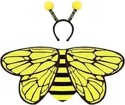 Creatoy Bee-Wings-Costume for Girls Kids Bug Gifts with Bumble bee Headband Honey Bee Dress Up for 3-9 Y/O Toddler Boys Butterfly Party Birthday Halloween Favors