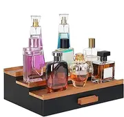 Perfume Storage Organizer - 3 Tier Wood Perfume Display Tray with Drawer,Storage and Organization for Bathroom and Bedroom Vanity Organizer