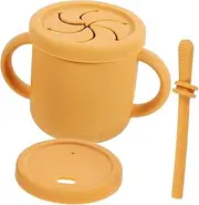 iplusmile Anti-Fall Training Cup Silicone Straw Cup Leakproof Design Handles Snack Container