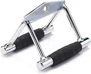 Portable Home Sports Equipment with V-Shaped Pull Rod Dual Handles, Press Down Bar, Rubber Hand Grips Non-Slip Double D Handle Bodybuilding Barbell Exercise Gym Accessories