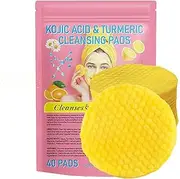 Turmeric and Kojic Acid Pads for Face,40 Pcs Kojic Acid and Turmeric Cleansing Pad for Dark Spots,Exfoliating Facial Sponges for All Skin Types