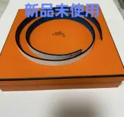 HERMES Leather Belt White Blue