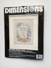 New Dimensions Two Hearts Wedding Record Stamped Cross Stitch Kit 3122