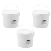 3x Boxsweden 5L Heavy Duty Handled Pail Bucket Home/Garden Container Tub White