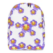 Smiling Purple Flower with Hearts Minimalist Backpack