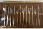 12 Oneida Silver Plate Silver Rose Pattern Fish Knives + Forks Will O Wisp New