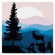 Figured Art Mini Paint by numbers 8"x8" framed - A Moose on the Cliff