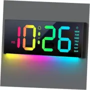 Digital Wall Clock Large Display, 13" Alarm Clock with 12 RGB Colors Black