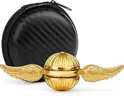 Amarlozn Golden Fidget Spinner for Kids Adults, Metal Orb Ball Handheld Finger Toy for Stress Relief, Desk Office Classroom Christmas Birthday New Year Gift, Stocking Stuffer (with Portable Cse)