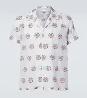 [Bode] Bode Floral Aperture scalloped cotton shirt UK 15 white