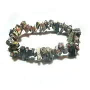 Leopard Skin Jasper Gemstone Chip Stretch Bracelet
