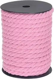 sourcing map Cotton Rope 3 Strand Twisted Braided Rope Cord, Pink 23m/25 Yard 10mm Dia for Wall Hanging, Plant Hanger, Knitting, Macrame Knotting
