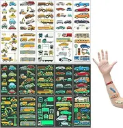 10 Sheets Vehicle Temporary Tattoo Children, Luminous Stickers, Vehicles, Waterproof Temporary Set for Girls and Boys, Glitter Tattoos for Children's Birthday Party Theme Party Bags