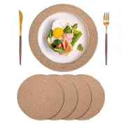 4 Pcs Jute Placemats Heat Resistant Round Place Mats Jute Woven Table Mats