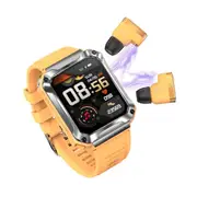 2 in 1 Bluetooth Smart Watch TWS Wireless Earphones 1.96" Touch Screen BT 5.0 Music - Orange