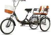 Tricycle for Adults, Three Wheel Bike with Shopping Basket & Back Seat Adult Tricycle Double Chain Trike Bike Bicycle for Recreation Shopping Men's Women's Bike