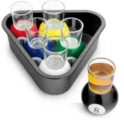 6pc Coloured Pool Ball Shot Glass w/ Tray Set Party Novelty Drinking Game