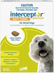 Interceptor Spectrum Tasty Chews for Small Dogs 4 to 11Kg Green 3 Chews