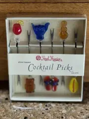 Royal Hawaiian Glass Topped Cocktail Skewers Set of Six in Original Box