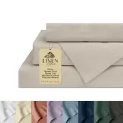 Washed Cotton Percale Queen Sheet Set, Silver, Deep Pocket, 4 Pieces Bed Shee...