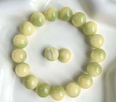 Lime-Colored White Bodhi Seed Bracelet, Green Bead Meditation Wrist Mala Beads