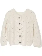 Serendipity Organics Merino Wool Baby Cardigan Eyelet Knit Ivory Cream 2 Years