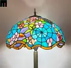 New Arrival JT Tiffany Stained Glass Floral Style Large Shade Floor Lamp Art