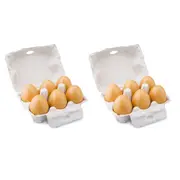 2x 6pc New Classic Toys Wooden Eggs in a Carton Kids/Children Pretend Toy 24m+
