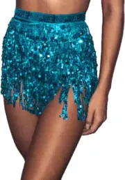 Women'S Belly Dance Hip Skirt Tassel Sequins Hip Scarf Strappy Wrap Rave Skirts