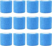 12 Pack Vet Wrap for Horses and Dogs, Self Adhesive Bandage Wrap, 4.5M Non Woven Polyester Tape for Wound Care, Water proof Dog Bandages, Vet Wrap for Cows and Pets (Blue)