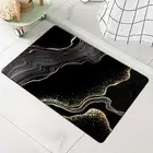 Bath Mat Rug-Gold Black Marble Pattern Rubber Non Slip Quick Dry Super Absorb...