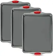 Boxiki Kitchen Nonstick Baking Sheet Pan | 100% Non-Toxic Rimmed Stainless Steel Baking Sheet, No Chemicals or Aluminum | Dent, Warp & Rust Resistant Heavy Gauge Steel Oven Baking Sheet (3)