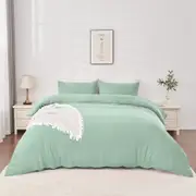 Linenova Pre-Washed Sage Green Quilt Cover Set