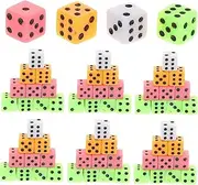 Generic 100pcs Mini Dice for Board Games 8mm Six-Sided Tiny Plastic Dice with Square Corners Colorful Game Pieces for Math Learning Crafting