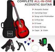 CALIDAD Guitarra Acustica Para Ninos Kit Capo Tuner Adultos Mano Derecha NEW 38"