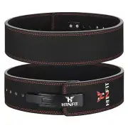 HNF 10mm Lever Belt - Black- Red Stitching 10cm Wide- (Powerlifting, Strongman)