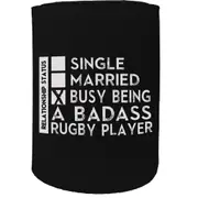 Alcohol Stubby Holder - Single Married Rugby - Funny Novelty Birthday Gift Joke Beer Can Bottle