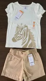 BNWT Gymboree Girls outfit set gold sparkle shorts and top t-shirt size 4