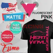 Matte Fluorescent Pink Heat Transfer Vinyl HTV T-Shirt 20" Wide Roll Iron Press