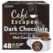 Cafe Escapes, Dark Chocolate Hot Cocoa, Single-Serve Keurig K-Cup Pods, 48 Co...