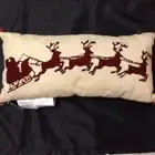 POTTERY BARN SLEIGHBELL CREWEL EMBROIDERED LUMBAR PILLOW RED/NEUTRAL NEW